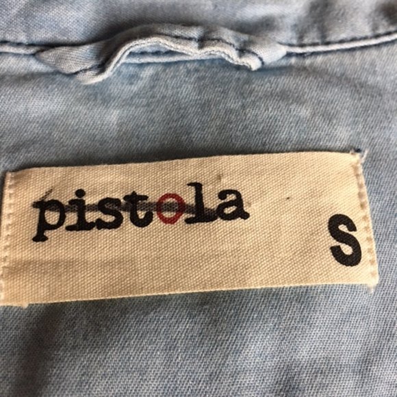 Pistola Starlight Chambray Frayed Hem Shirt Small - Picture 3 of 5